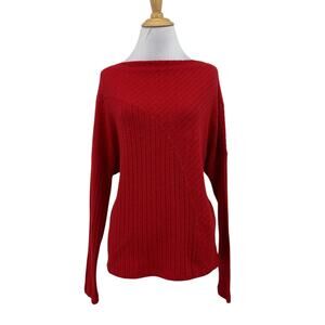 Michael Stars Sweater Womens S Small Red Dolman Sleeves Ribbed Knit Boat Neck